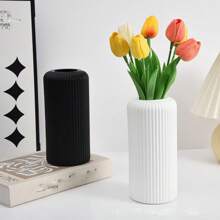 1pc Striped Plastic Vase Simple Decoration For Flower Arrangement,Home Decor,Flower Vase,Centerpiece,Table Decor