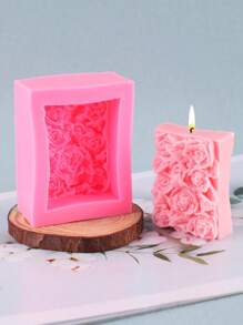 1 pieza Molde de silicona con forma de flor de rosa para hacer velas, molde de decoración artesanal para jabón, piedra, resina epoxi