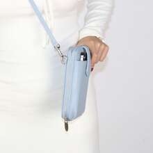 New Korean Style Shoulder Bag Fashionable Crossbody Small Square Bag Ins-Popular Sling Bag Minimalist Zipper Phone Pouch For Women Wallet Purse Wallet Wallet - Blue - View 5
