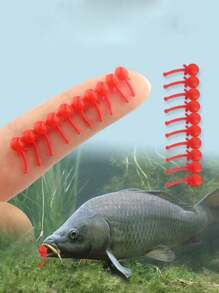 200 piezas Nuevas perlas blandas de pesca dinámica con cola y fondo invertido, flotador de pesca para carpa, carpa carasio, carpa de hierba, cebo biológico - Rojo - Ver 1