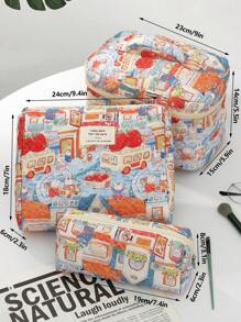 1PC Exquisite Multi-Color Rabbit Jacquard Makeup Bag, Travel Makeup Bag, Minimalist, Multifunctional, Handheld Makeup Bag Travel Essentials Travel Accessories Travel Must Haves