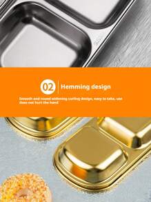 1 件 304 不锈钢韩式金色四格盘子、上菜托盘、调味盘、烧烤盘、多用途酱汁盘，适用于家庭、餐厅、派对使用，可用洗碗机清洗