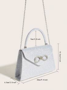 闪光水钻蝴蝶结正式晚宴包，2025 年新款银色手拿包，适合婚礼、派对和舞会，时尚闪亮水晶手提包 - 銀色 - 查看 6