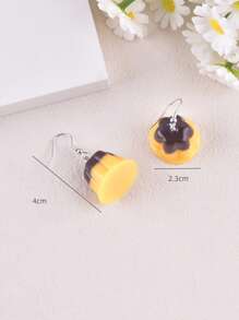 1 paire de boucles d'oreilles pour femmes en forme de pudding dessert 3D, bijoux décoratifs pour fête - pudding - Voir 3