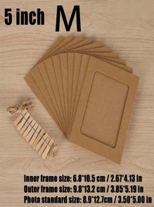 1 zestaw (10 szt.) Kreatywna wisząca papierowa ramka na zdjęcia z klipsem na linę, czyste czarno-białe kolory rzemieślnicze