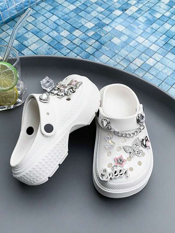 1 Pair Children White Fashion Slides, Comfortable Simple Kids Summer Outdoor Beach Slippers