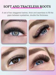 CoMango 12Rows B Curl New 2D Volume Lashes 0.07MM Ultra-Thin 1D YY Lash Extension Lightweight Premade Fans Eyelash Extensions - B - 查看 5