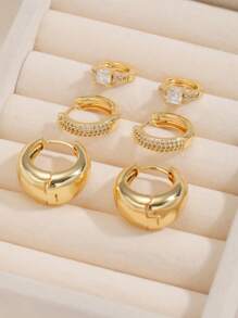Bộ 6 khuyên tai đính đá Cubic Zirconia thời trang & tinh tế dành cho nữ, thích hợp cho kỳ nghỉ, hẹn hò, tiệc tùng, phối đồ hàng ngày (Không có hộp) - phong cách 1 - Xem 10