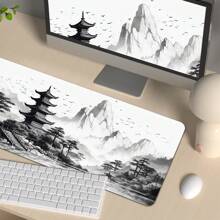 1 Peça Mousepad de Arte Preto e Branco Estilo Chinês Pintura a Tinta Grande Mousepad Gamer Tapete de Teclado Tapetes de Mouse XXL Tapete de Mesa de Borracha Design