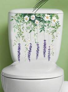 Plant Leaves Flowers Toilet Seat Lid Stickers Self-Adhesive Bathroom Wall Stickers Green Leaf Floral Toilet Lid Decals DIY Removable Waterproof Toilet Sticker For Bathroom Cistern Decor Green Gifts Birthday Graduation Room Decor Home Decor Wall Decor Bathroom Decor Bedroom Decor Room Decoration Stuff Living Room Decor House Decor Home Decor Living Room Wall Art Wall Paper Personalised Stickers
