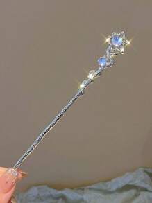 2 件装女士合金星星水钻仿珍珠流苏发夹复古独特设计厚发髻装饰优雅复古中式现代发夹适用于日常、派对、约会装扮、发髻延长、发髻发片、发髻制作器、发型夹、发夹、发饰、学校用品、仿珍珠发饰