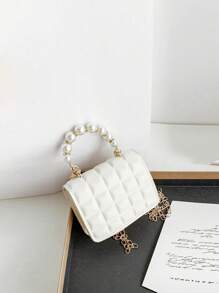 Cute And Fashionable Pearl Texture Handbag Coin Purse Crossbody Bag Outing Handbag Small Square Bag