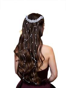 Pearl Tassel Hairband, With A Woven Wave Shape, An Elegant Accessory For Wedding Hairstyles, Suitable For Weddings, Parties And Vacations. - Multicolor - View 5