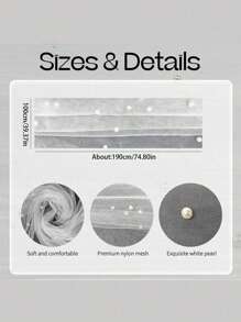 仿珍珠装饰桌旗，婚礼白珍珠薄纱桌布，婚礼拱门装饰招待会新娘送礼会，派对装饰，椅子彩带，活动背景墙装饰，圣诞节，婚礼装饰尼龙网眼布新珍珠镂空网眼布情人节 - 彩色 - 查看 8