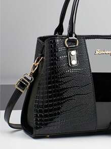 3pcs Set Elegant Crocodile Texture Fashion Handbag, Multifunctional Large Capacity Shoulder Bag, Fashionable Design With Compartments, New Stylish Women Small Square Bag Handbag Shoulder Crossbody Bag Suitable For Dating, Travel, Shopping, Gifts