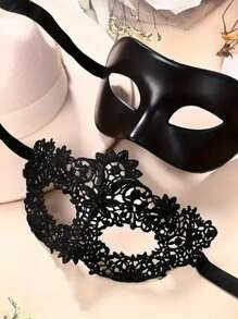 1 Pc Women's Sexy Lingerie Accessories, Halloween Lace Mask Funny Eye Mask, Sexy Party Masquerade Mask For Couples Date, Music Festival, Ball Party - Black - View 2