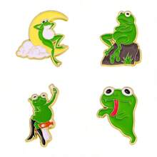 Creative Cartoon Frog Moon Appreciation Selfie Ghost Frog Brooch Adorkable Exquisite Small Gift Badge - CZ0470-2 - View 1