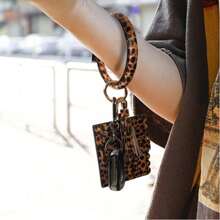 1 PC Bracelet Fringe Card Bag Portable Creative Small Wallet Fashion Simple Mini Small Wallet Gift Coin Wallet Ultra-Thin Card Bag Fashion Item Key Hanging Multi-Purpose Card Bag Leopard Print For Women Wallet Mini Wallet Purse Wallet Wristlet Wallet - Multicolor - View 1
