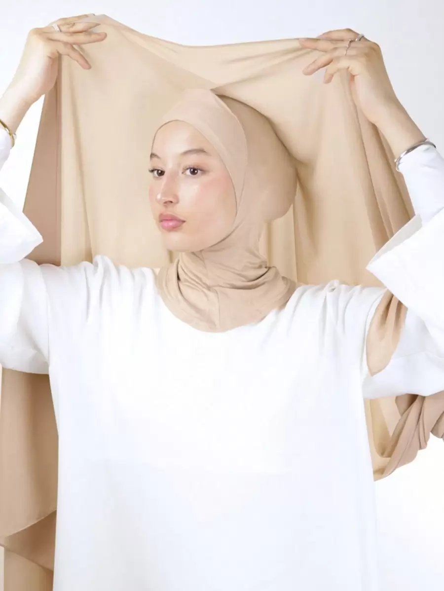 1pc Women Classic Casual Pullover Instant Chiffon Scarf, Solid Color Comfortable Breathable Modal Material Neck Wrap, Head Wrap, Snood All-In-One, Suitable For Daily Use For Dress