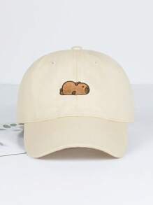 New Spring/Summer Capybara Embroidery Solid Color Baseball Cap, Cute & Fashion, Soft Breathable Sun Hat, Suitable For Daily Wear, Size Adjustable, Fit For Students & Young Adults - Capybara - View 6