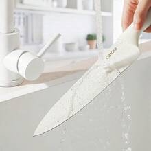 CAROTE 11 Pieces Knife Set With Block For Kitchen, Stainless Steel Razor-Sharp Blade, Triple Riveted Ergonomic Handle, Wooden Magnetic Block, Essential Knife Block Set, Beigeprompt Goods - White - View 7