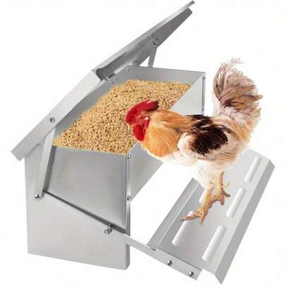 Auto Chicken Feeder 5KG Aluminium Treadle Poultry Feeder Ratproof Water-Resistant Self Opening Feeder For Chicken Ducks Most Poultry