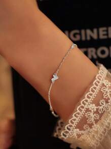 1pc S925 Sterling Silver Heart Shape Bracelet, Minimalist 3Heart Design Daily Ins Style Jewelry Gift For Women