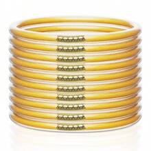 10 件/套柔软硅胶闪光果冻手镯女式 - 闪亮时尚手镯女式 - 彩色 - 查看 6