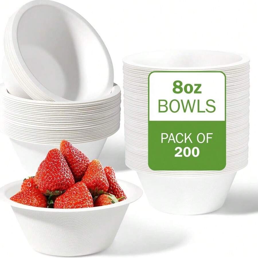FPN Disposable Bowls 100% Round Compostable Microwave Safe Soup Bowls 6 ,8 &12Oz - 6 Oz - View 1