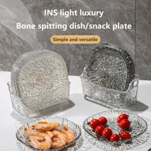 2PCS--4PCS--8PCS轻奢塑料家用骨吐盘餐桌垃圾骨盘小菜盘水果零食盘干果零食盘，学校用品 - 彩色 - 查看 1
