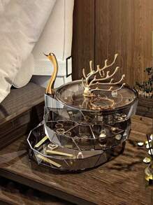 Swan Jewelry Storage Box, Multi-Layer Rotating Jewelry Holder Display Stand Suitable For Rings, Earrings, Necklaces, Premium Jewelry Box - Multicolor - View 2