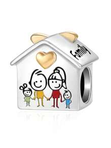 Silver Plated Charm Love Family House Golden Beads Charm Pendant Ball Suitable For Bracelets DIY Women's Jewelry - Silver - View 1