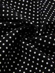 Floreya Summer Holiday Polka Dot Print Strapless Off Shoulder Buttoned Back Mini Dress, Fashion Retro Black Polka Dot Spaghetti Strap Ruffle A-Line Short Dress, French Minimalist Strapless Bodycon Dress - Black and White - View 11