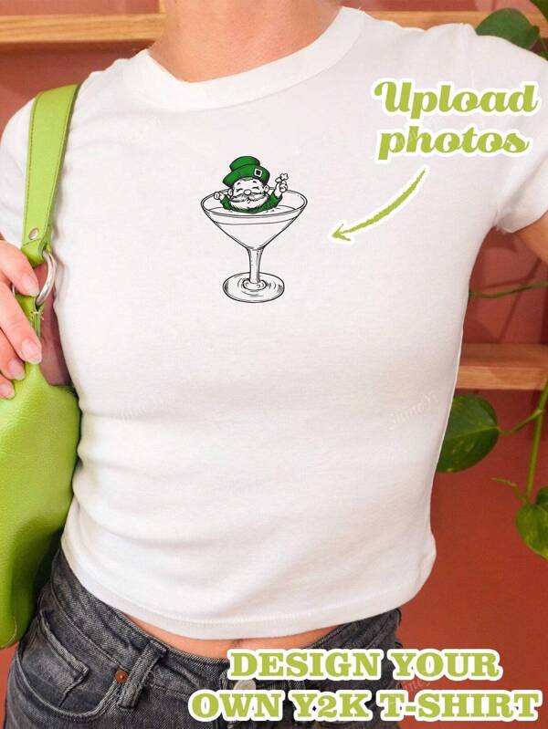 Camiseta personalizada estilo Y2K, regalo del Día de la Madre, regalo para novia/esposa, camiseta de mujer personalizada - Agrega tu propio texto e imágenes (foto familiar/selfie/foto de mascota/foto de amigos) para diseñar tu camiseta impresa personalizada, camiseta corta, blusa para el verano, decorativa, Dawg, única, personalizada, regalos ideales para ella, familia, amigos, niñas rosa, para vacaciones, para aniversarios, ropa de verano para mujer