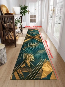 1pc 'Metal Leaves' Non-Slip Runner Rug, Machine Washable, Carpet For Entryway Living Room Bedroom Room, Outdoor Patio Garden Yard Decor Rug, Home Decor, Room Decor, Area Rug, Tapestry
