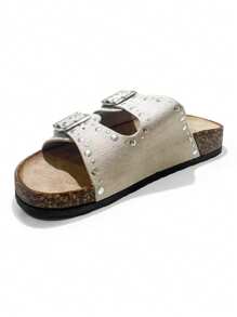 简约平底凉鞋，适合夏季穿着 - 米色 - 查看 2