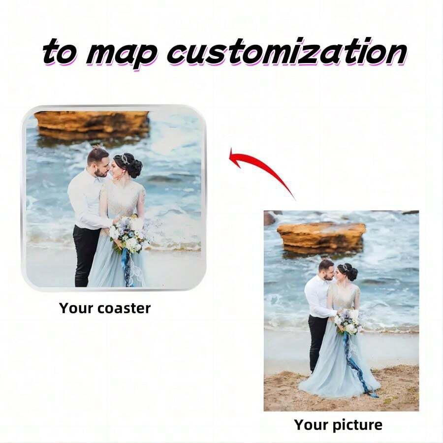 1入組10*10cm可定制壓克力杯墊，設有防滑設計，可印刷個人化圖像/文字/標誌，是婚禮/酒吧/辦公室/廚房/餐廳的完美禮物 - 彩色 - 查看 1