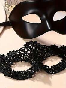 1 قطعة اكسسوارات ملابس داخلية نسائية مثيرة، قناع دانتيل للهالوين قناع عيون مضحك، قناع مثير للحفلات، المهرجانات الموسيقية وحفلات الكرنفال للأزواج - الأسود - مشاهدة 4