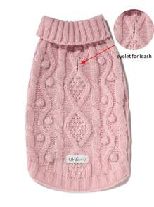 PETSIN UFBemo 宠物毛衣高领套头衫，柔软轻便的材质，透气可爱的绒球针织毛衣，适合猫和小型/中型犬 - 粉色 - 查看 6