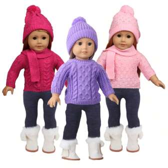 1 Set 18 Inch Doll Sweater & Jeans Outfit, Adorable Doll Clothing Set Includes Doll Sweater + Doll Hat + Doll Jeans, Children's Toy Apparel, Great Easter Gift
