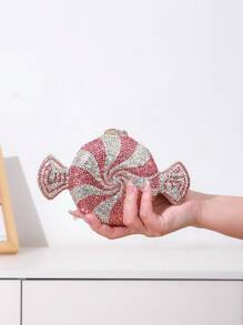 1pc Glittery Fries-Shaped Wallet, Elegant Party Handbag, Luxury Women's Crystal Handbag, Bridal Bag, Fashionable Lipstick & Perfume Handbag, Gorgeous Crystal-Studded Handbag, All Handmade Metal & Diamond Handbags, Suitable For High-End Women To Attend Parties, Cocktails, Weddings, Gatherings And Banquets