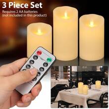 3 Packs Flickering Flameless Candles With Remote, Battery Operated Fake Candles With Timer, Realistic LED Electric Pillar Candles For Home Wedding Birthday Christmas Decoration - 白色 - 查看 1