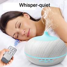 6 Oils + Diffuser Bundle  550ml Wood Texture Essential Oil Diffuser With Remote, 7-Color Mood Lig