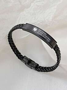 Bracelet d'alerte médicale personnalisé pour hommes et femmes, bracelet en PU imperméable avec identification d'alerte médicale d'urgence. Cadeau personnalisé pour lui