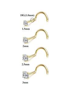 8枚20G不锈钢鼻钉，低过敏螺旋鼻环，男女通用，银色立方氧化锆鼻钉，尺寸：1.5毫米、2毫米、2.5毫米、3毫米 - 鼻釘 - 查看 19