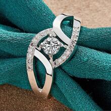 925 Silver Plated Angel Heart Zirconia 7-10# Ring For Women Wedding Charm Engagement Fashion Jewelry - Silver - View 4