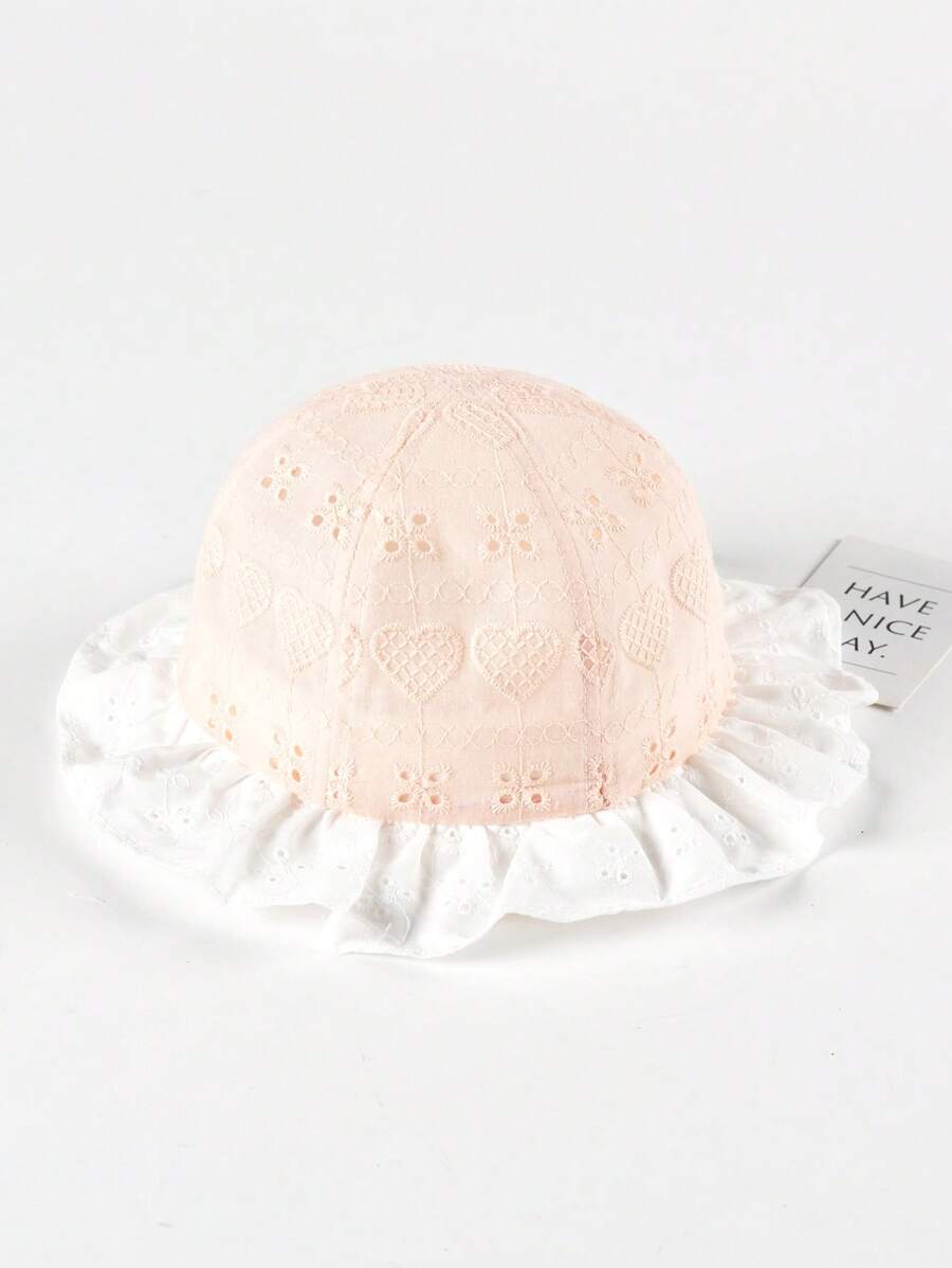 TUTUYA Baby Bucket Hat, Unisex Sun Protection Hat With Chin Strap, Soft Brim Breathable Simple Solid Color Floral Trim Children's Sun Hat, Suitable For Daily, Outdoor, Play, 0-24 Months, Head Circumference 44-48CM