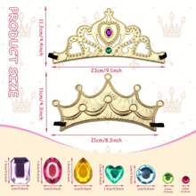 13 Pcs Exquisite Gold Crowns Set,Foam Crowns Set,Princess Crowns,6 DIY Party Gold Crowns And 7 Sheets Colorful Rhinestone Sticker,Make Your Crowns With Rhinestone Sticker,Birthday Party Supplies,Suitable For Halloween,Christmas,Birthday Decorations