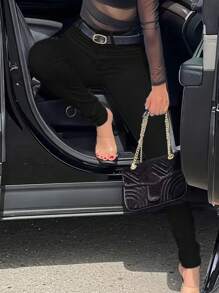 Women's Black High Waist Skinny Jeans Slim Show Hip Small Leg Pants