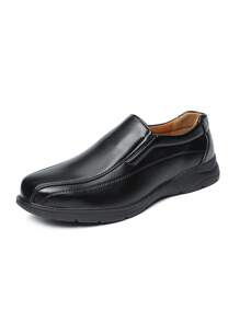 Pantofi de rochie business casual pentru bărbați, pantofi negri, moale și confortabili, cu slip-on, cu textura de lichi, potriviti pentru toate anotimpurile